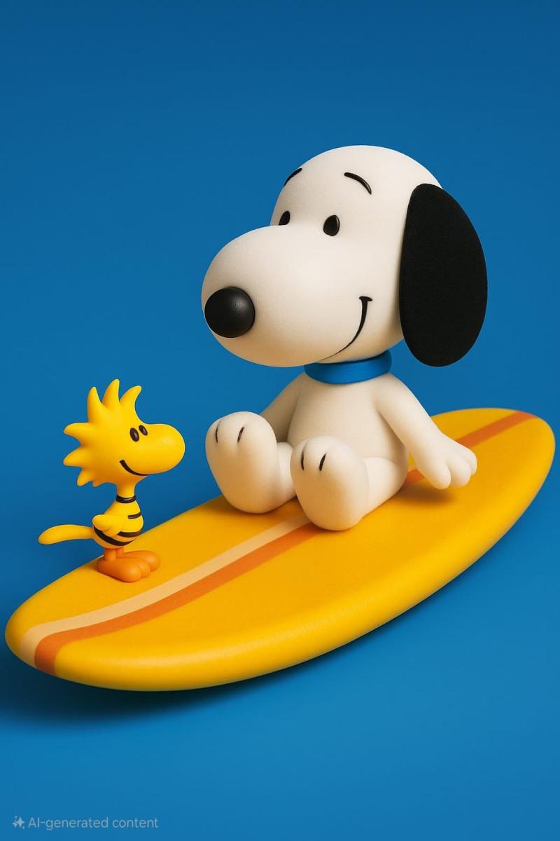 Surfer Snoopy and Woodstock Modello di stampa 3D .c4d .max .obj .3ds .fbx .stl .blend