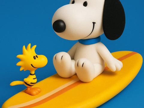 Surfer Snoopy and Woodstock 3D Принт Модель