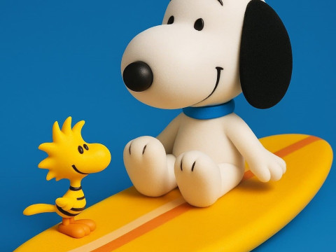 Surfer Snoopy and Woodstock Modelo de Impressão 3D