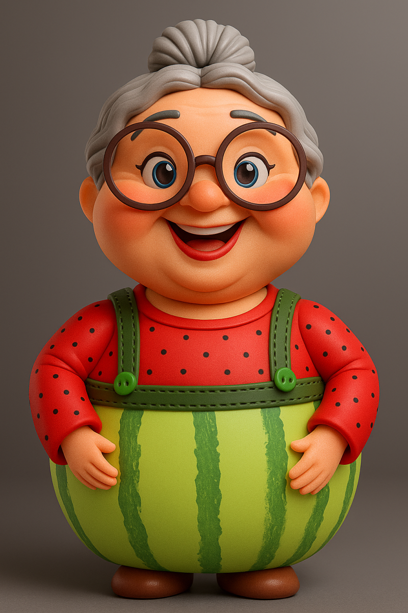 Grandma Watermelon Modello di stampa 3D .c4d .max .obj .3ds .fbx .stl .blend