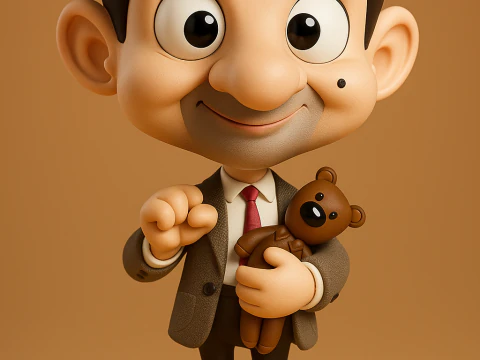 ミスター・ビーンとテディ 3Dプリントモデル