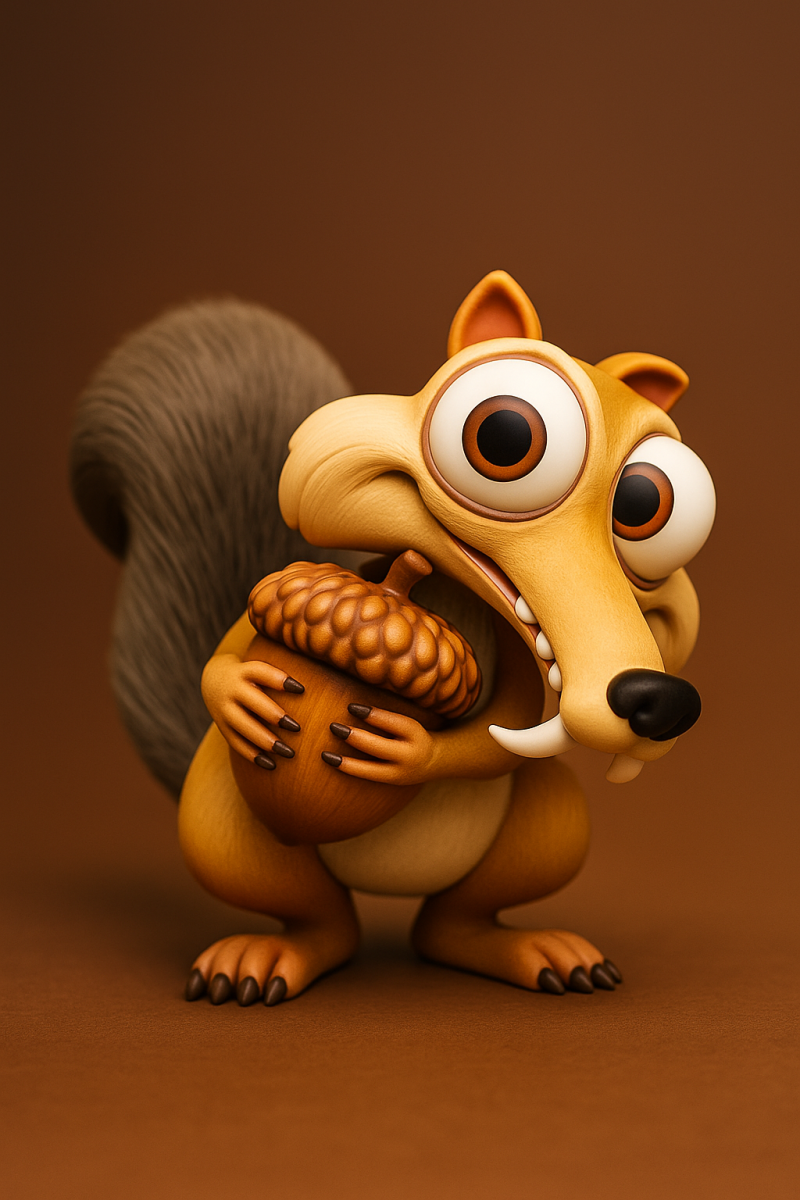 Scrat with Acorn from Ice Age 3D 프린트 모델 .c4d .max .obj .3ds .fbx .stl .blend 