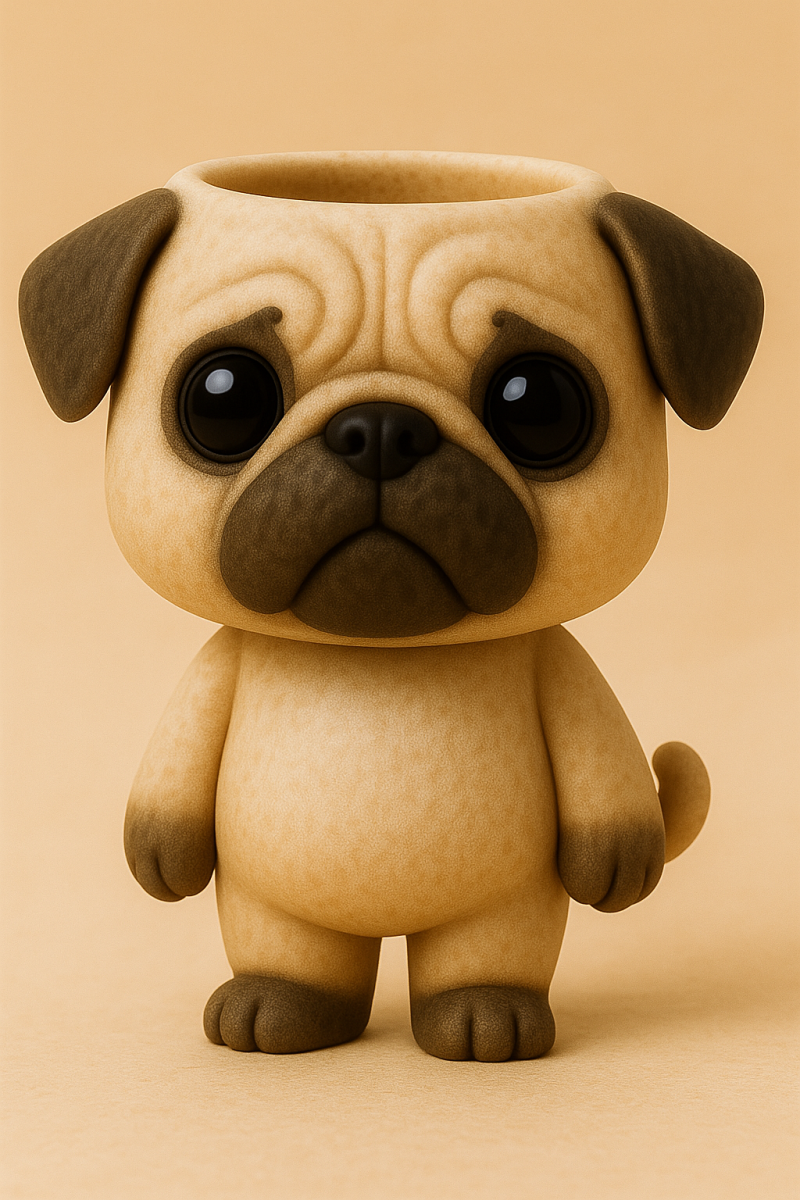 Pug Dog Planter 3D प्रिंट मॉडल .c4d .max .obj .3ds .fbx .stl .blend