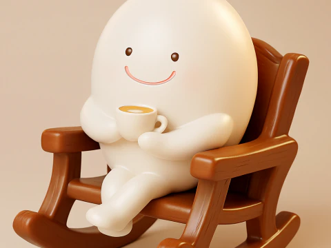 Smiley-Ei auf Stuhl 3D Druckmodell