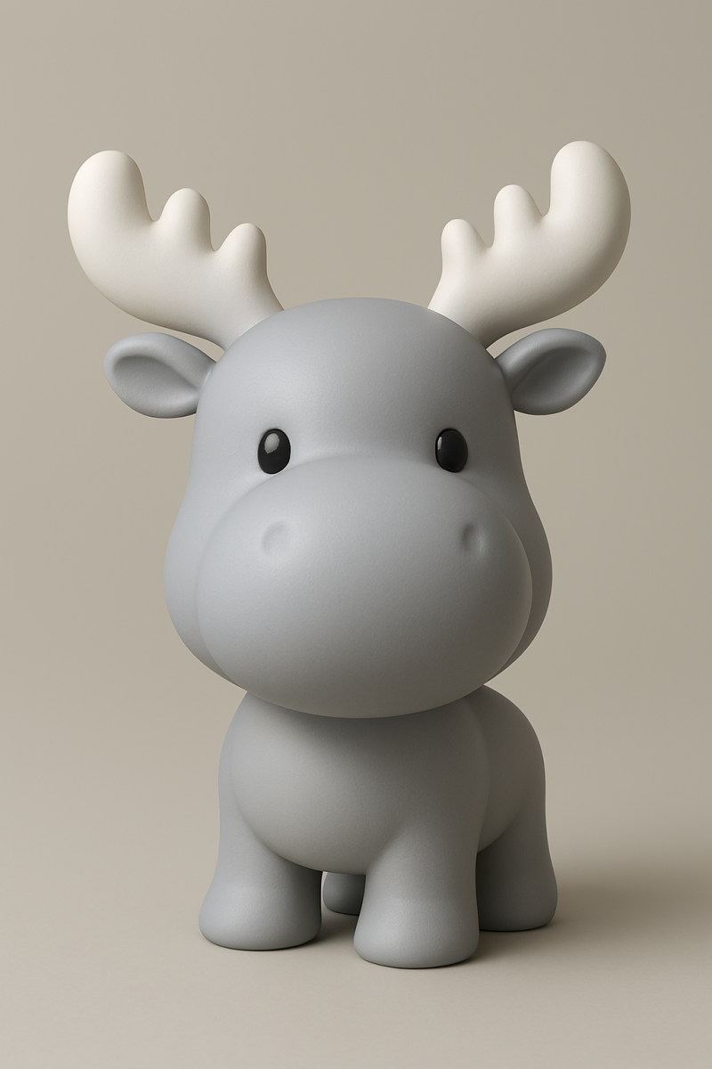 Kawaii Moose 3D Print Model .c4d .max .obj .3ds .fbx .stl .blend
