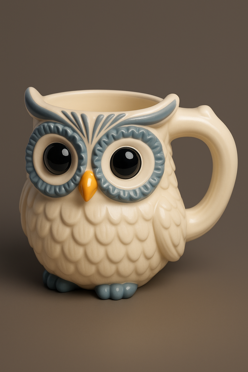 Owl Coffee Cup Model do druku 3D .c4d .max .obj .3ds .fbx .stl .blend
