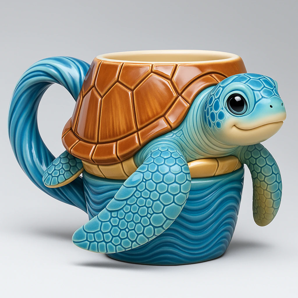 Taza de caf&eacute; tortuga Modelo de impresión 3D .c4d .max .obj .3ds .fbx .stl .blend 