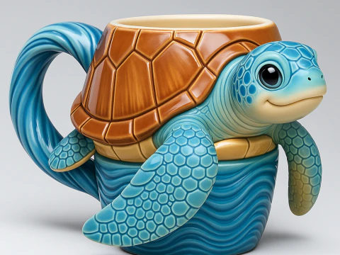 Kaplumbağa kahve kupası 3D Baskı Modeli