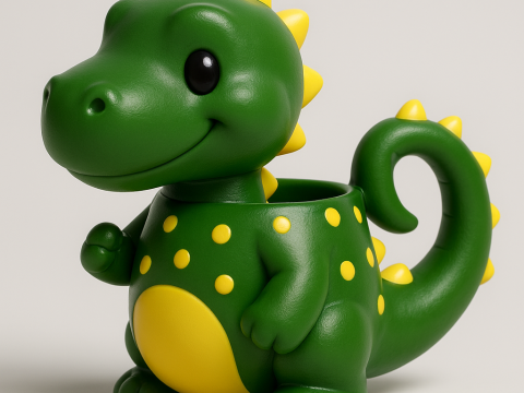 Cute Dino Planter Modèles 3D en vedette