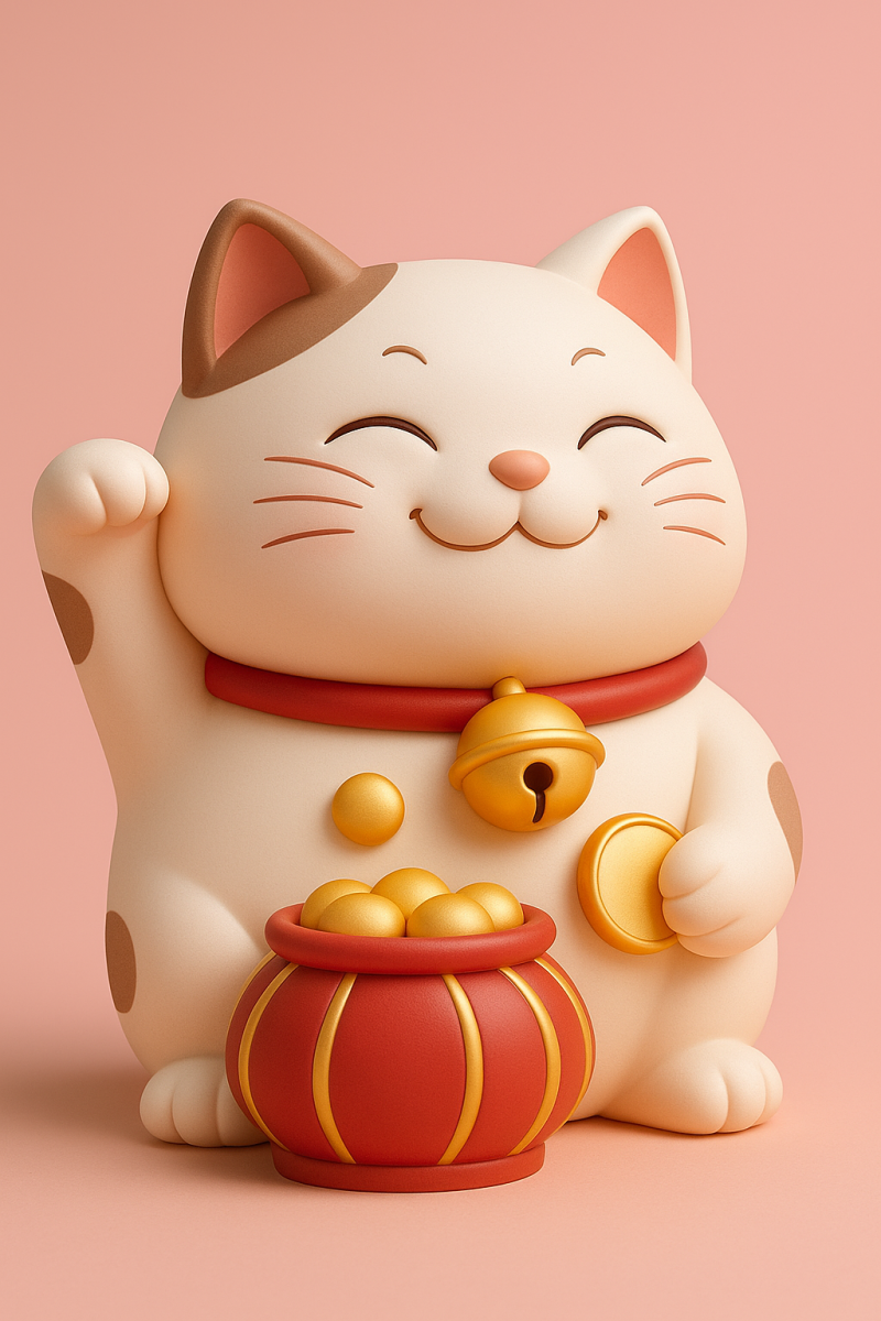 Maneki Neko Lucky Cat Tabletop Modelo de Impressão 3D .c4d .max .obj .3ds .fbx .stl .blend 