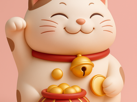 Maneki Neko Lucky Cat Tabletop 3D 프린트 모델