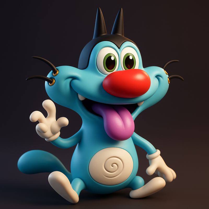 Oggy from Oggy and the Cockroaches 3D 打印模型 .c4d .max .obj .3ds .fbx .stl .blend
