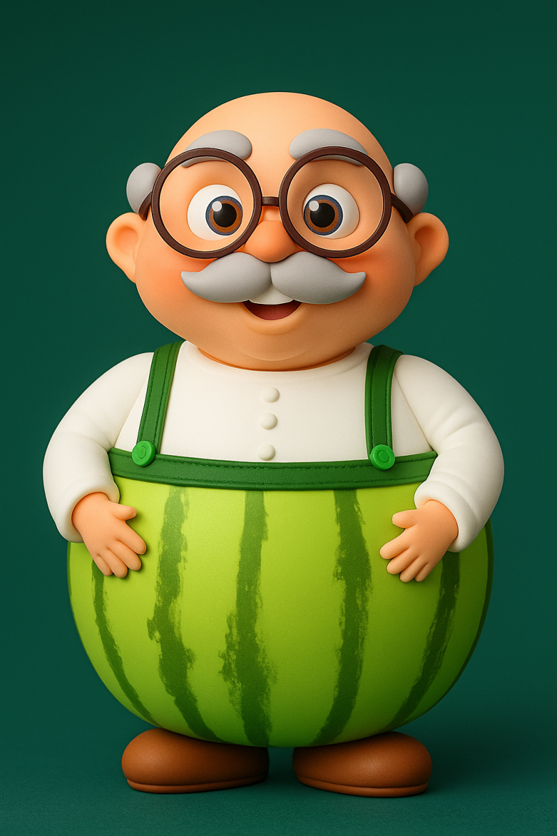 Grandpa Watermelon Modello di stampa 3D .c4d .max .obj .3ds .fbx .stl .blend