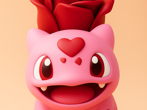 Valentine Bulbasaur Pokemon 3D Druckmodell