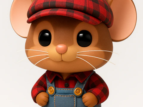 Rato de desenho animado com chap&eacute;u Modelo de Impressão 3D