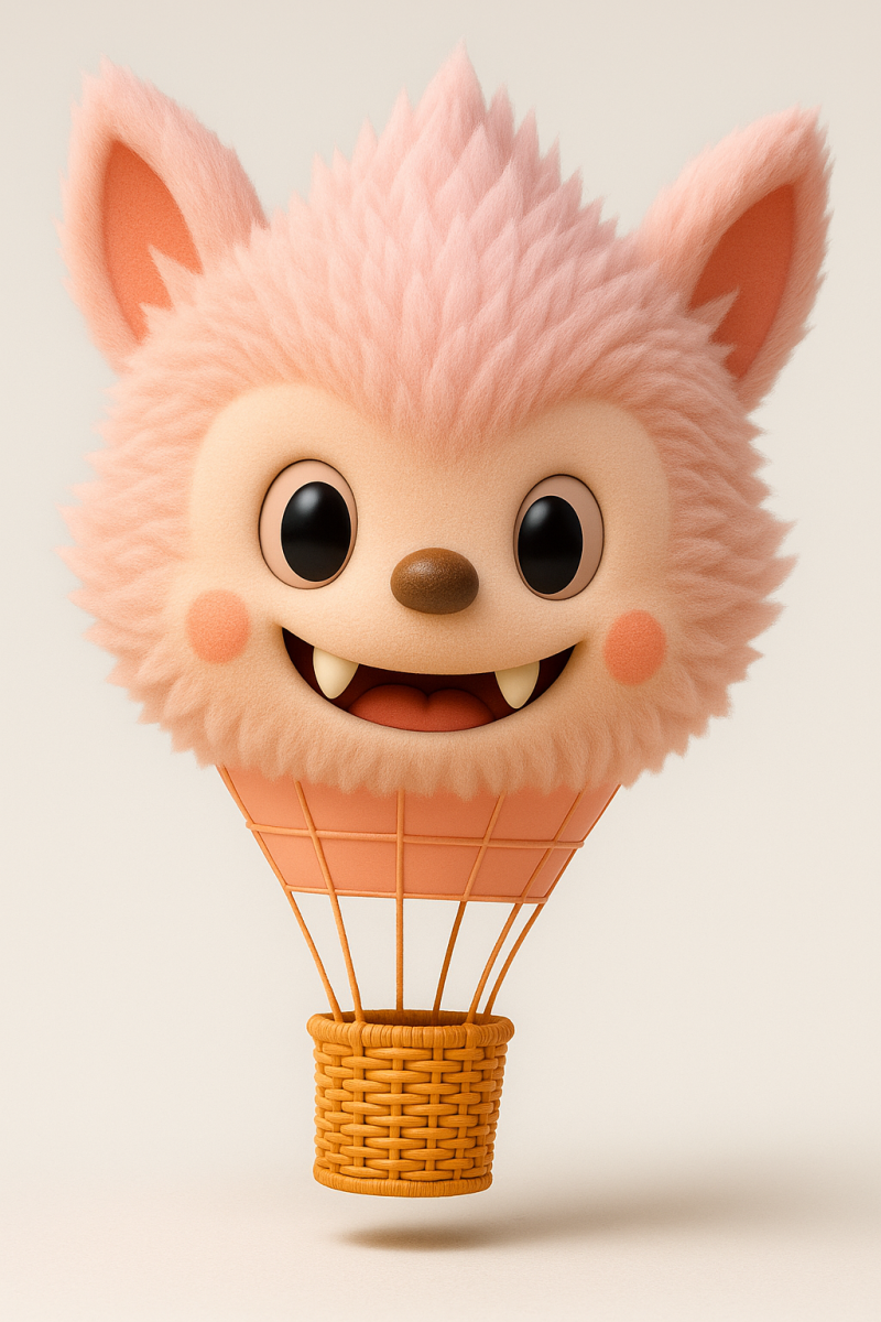 Labubu Hot Air Balloon 3D Print Model .c4d .max .obj .3ds .fbx .stl .blend