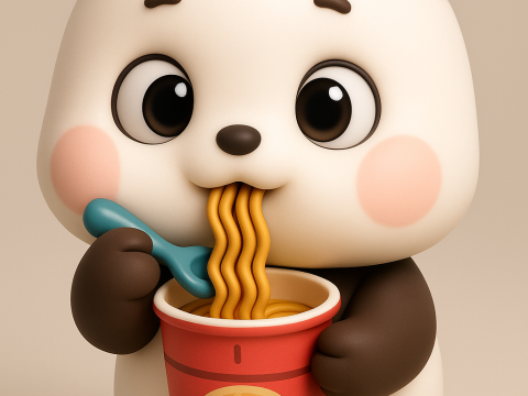 Cute Panda Eating Ramen Modelo de impresión 3D
