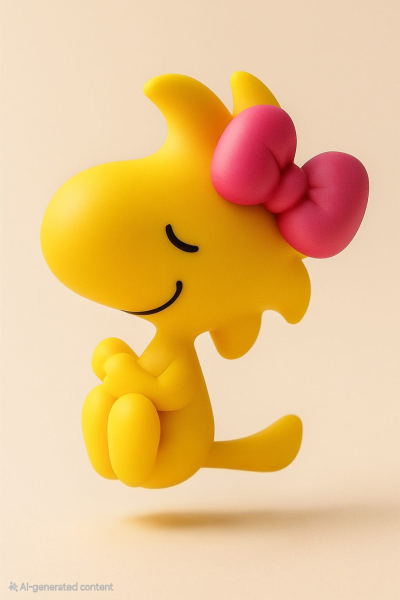 Woodstock Peanuts with Pink Bow - Snoopy Best Friend 3D Print Model .c4d .max .obj .3ds .fbx .stl .blend