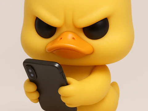 전화를 들고 있는 귀여운 오리 3D 프린트 모델