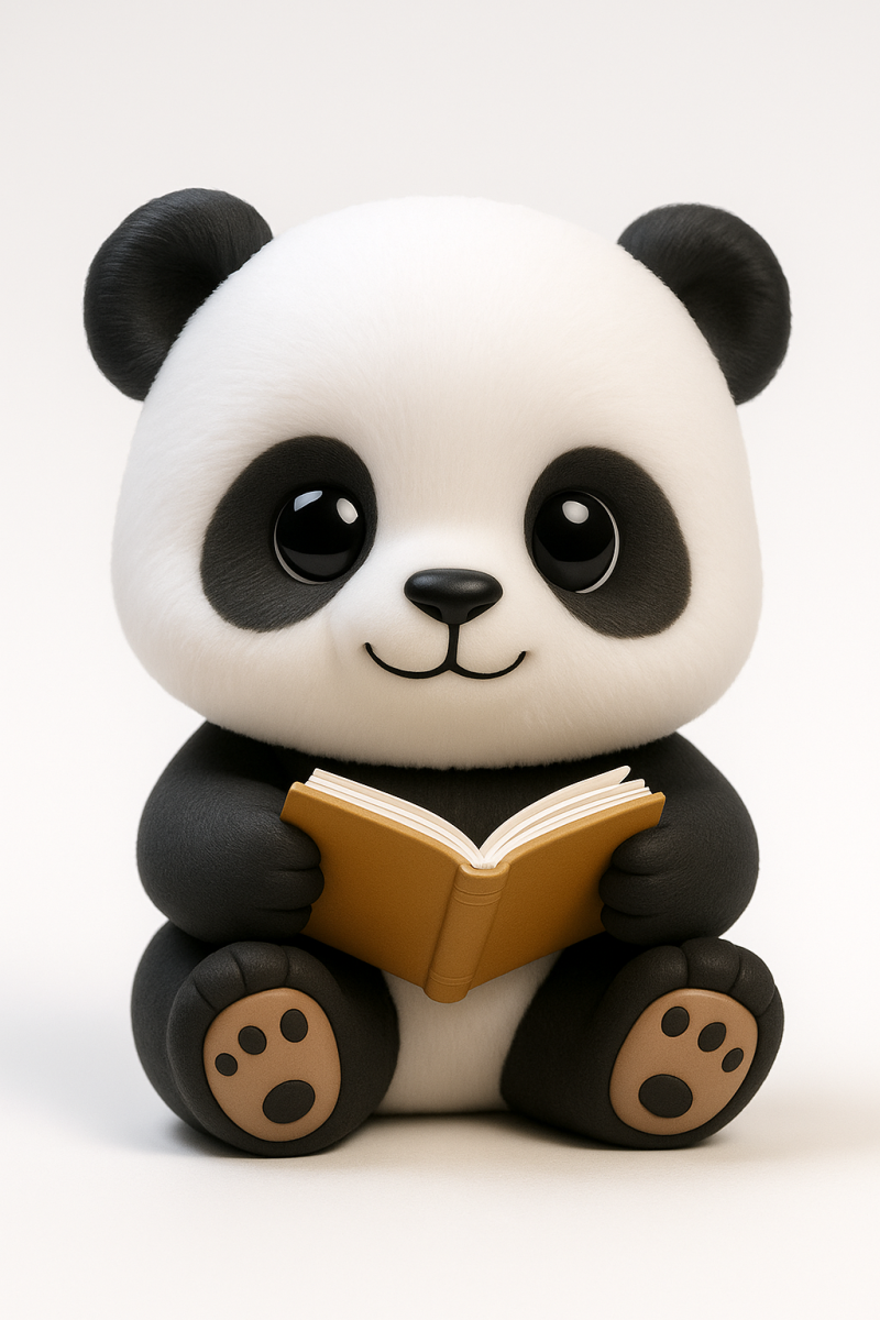 Cute Panda Reading Book Tabletop Modèles 3D en vedette .c4d .max .obj .3ds .fbx .stl .blend