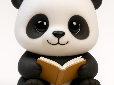 Cute Panda Reading Book Tabletop Model do druku 3D