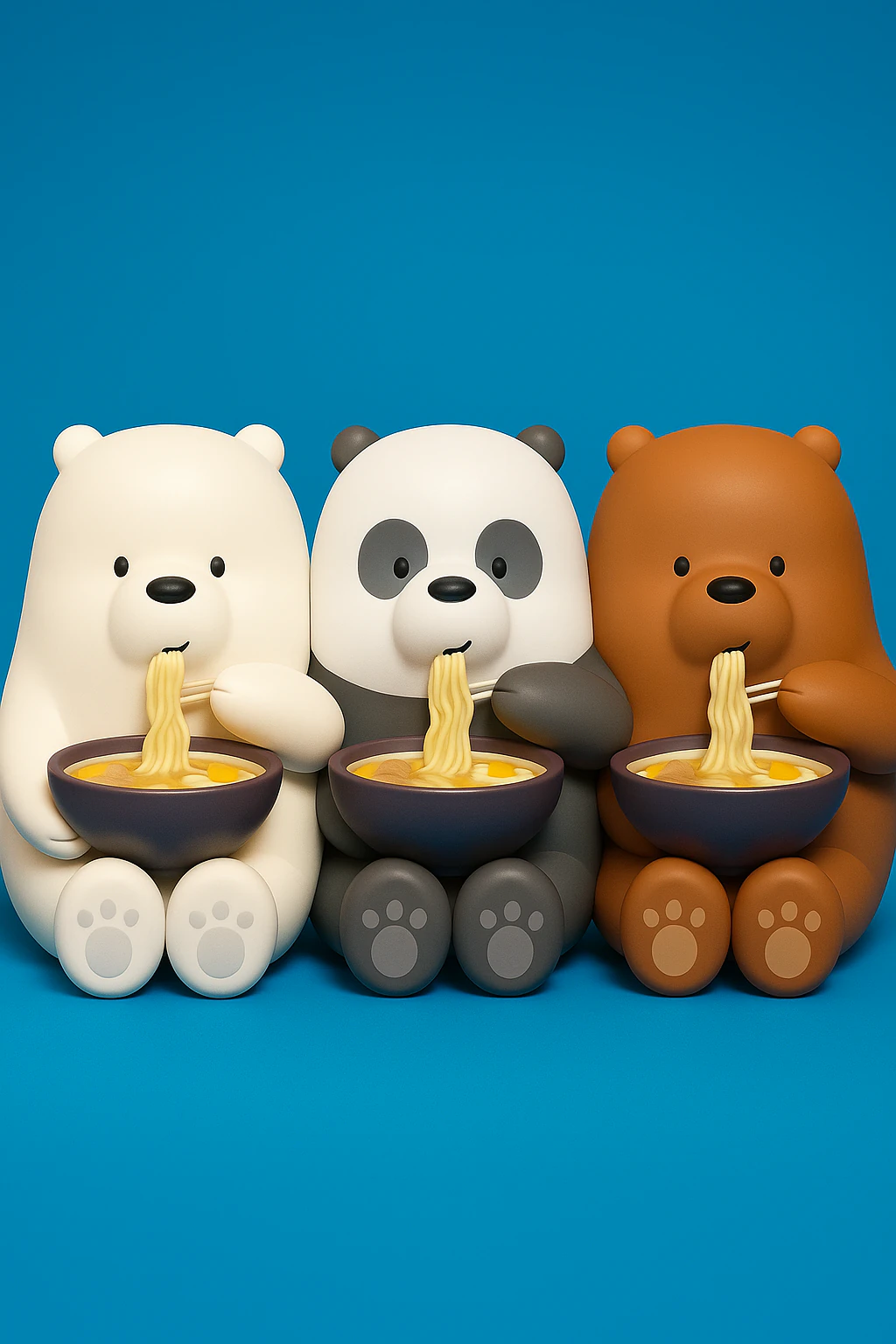 We Bare Bears eating Noodles 3D Print Model .c4d .max .obj .3ds .fbx .stl .blend 