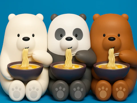 我们裸熊吃面条 3D 打印模型