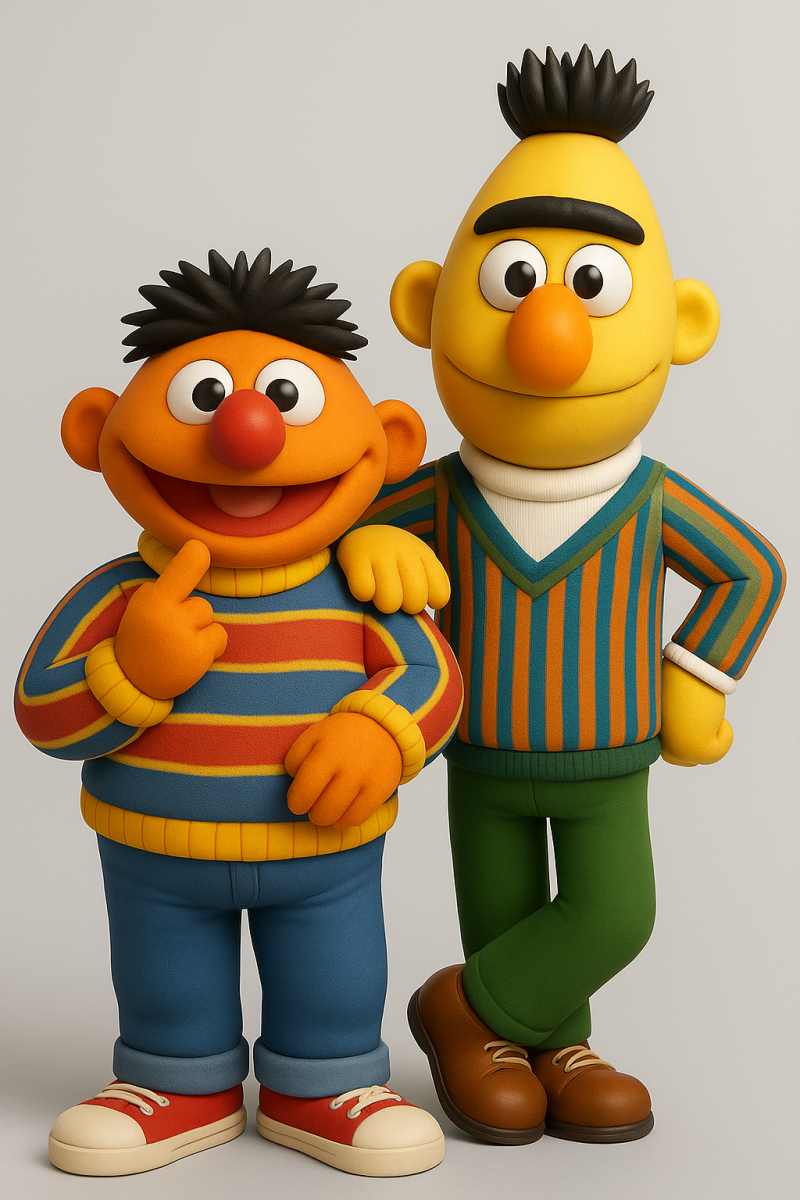 Bert and Ernie Muppet 3D Print Model .c4d .max .obj .3ds .fbx .stl .blend 