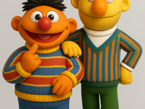 Bert and Ernie Muppet 3D Baskı Modeli