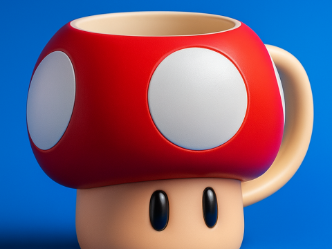 Super Mario Bros Mushroom Mug 3D Print Model