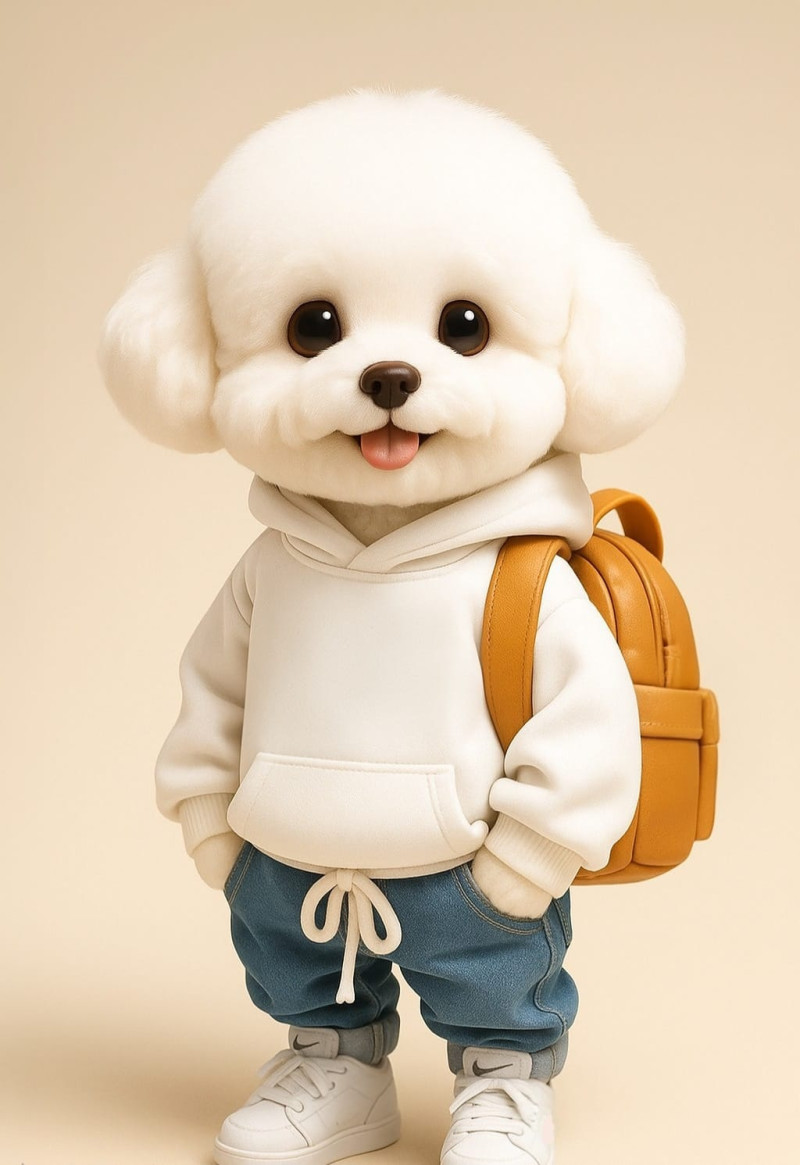 Stylish Bichon Frise Dog Model Cetak 3D .c4d .max .obj .3ds .fbx .stl .blend