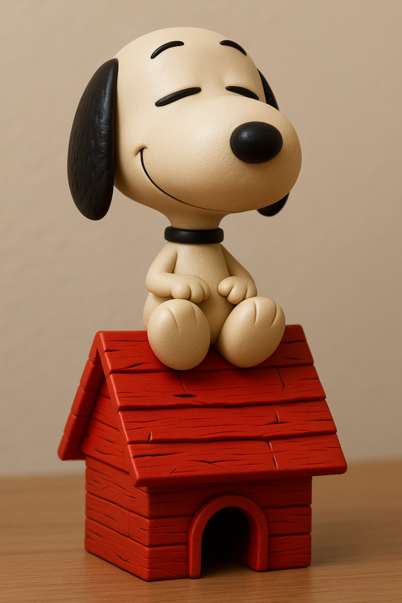 Happy Snoopy on his Doghouse 3D Print Model .c4d .max .obj .3ds .fbx .stl .blend 