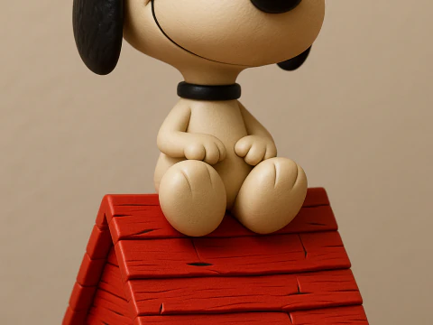 Щасливий Снупі на своїй собачій будці 3D Принт Модель