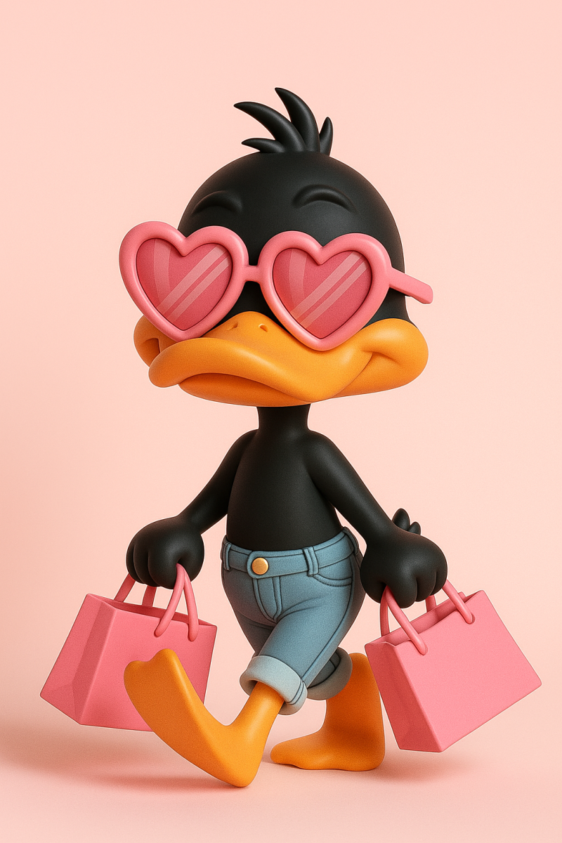 Daffy Duck on Shopping Modello di stampa 3D .c4d .max .obj .3ds .fbx .stl .blend 
