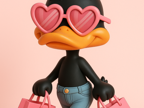 Daffy Duck on Shopping 3Dプリントモデル