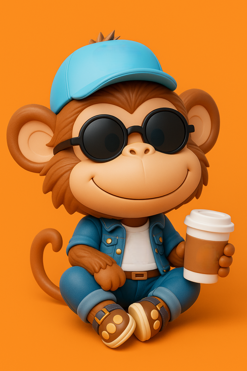 Monkey Chilling with a Coffee Tabletop Modello di stampa 3D .c4d .max .obj .3ds .fbx .stl .blend 