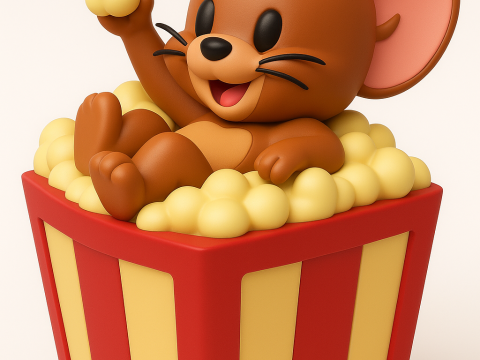 Cute Jerry in a Popcorn Box Model Cetak 3D