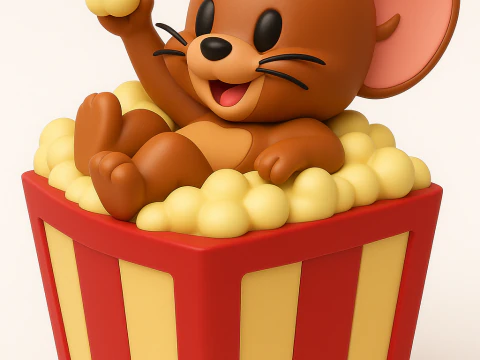 Il simpatico Jerry in una scatola di popcorn Modello di stampa 3D