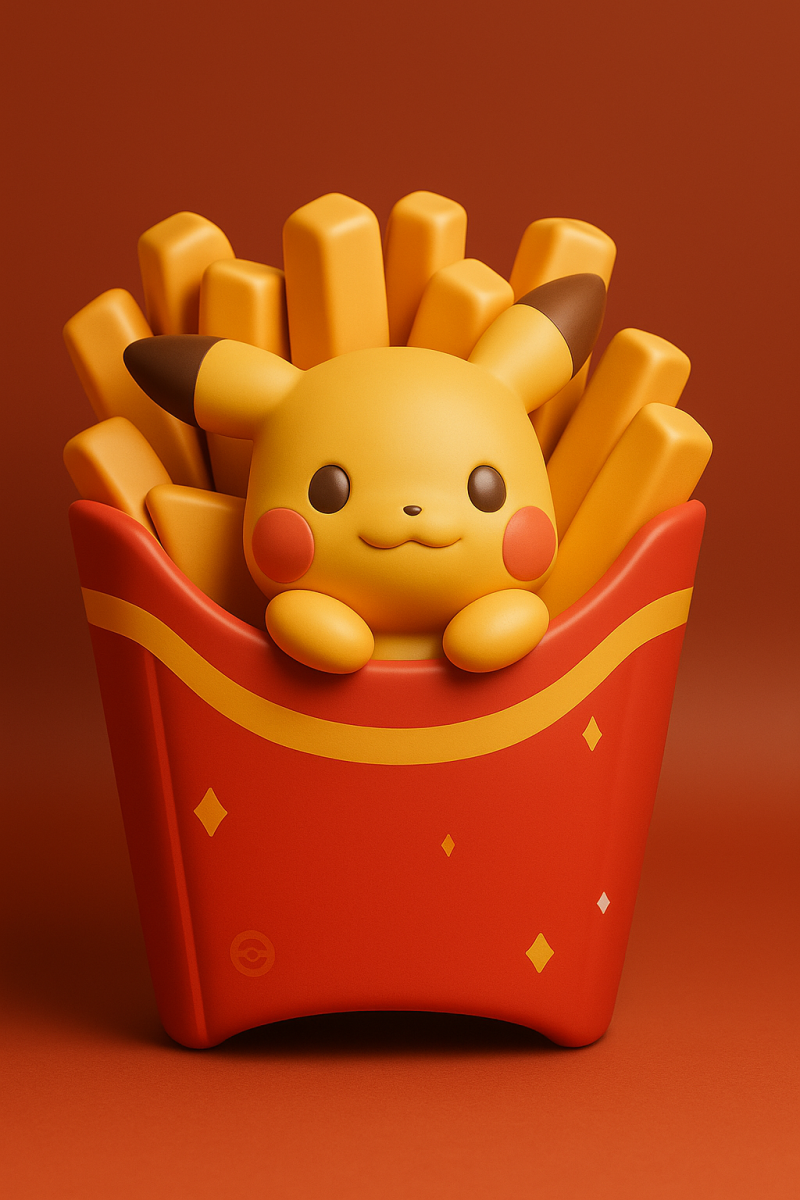 Pokemon Pikachu with French Fries 3D प्रिंट मॉडल .c4d .max .obj .3ds .fbx .stl .blend 