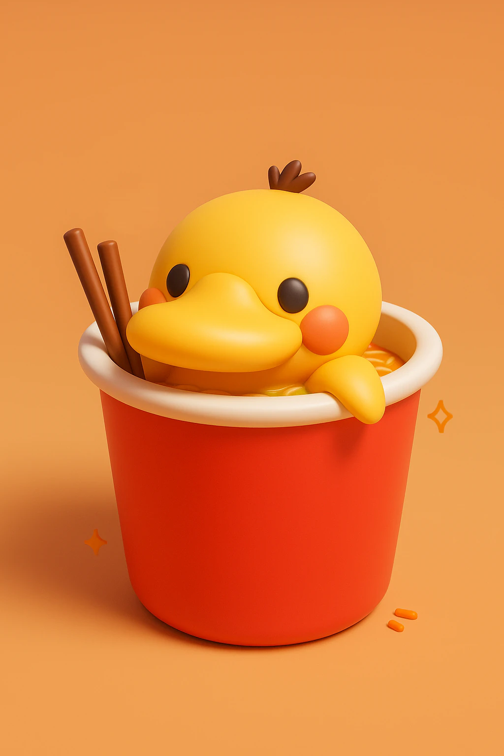 Duck in Noodles Cup 3D Print Model .c4d .max .obj .3ds .fbx .stl .blend