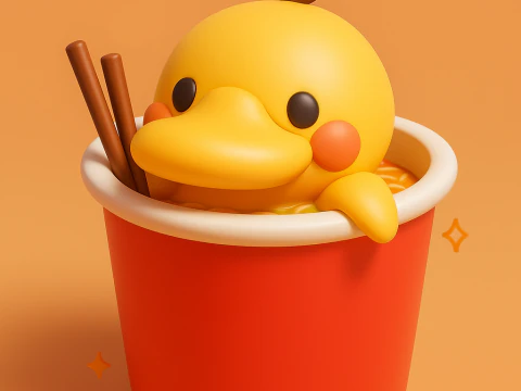 국수 컵에 오리 3D 프린트 모델