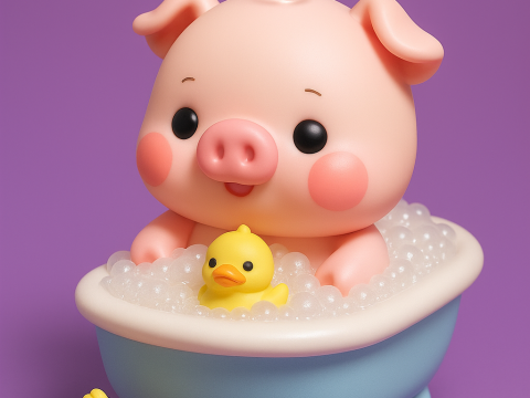 Pig Bath Time with Rubber Duckies Model Cetak 3D