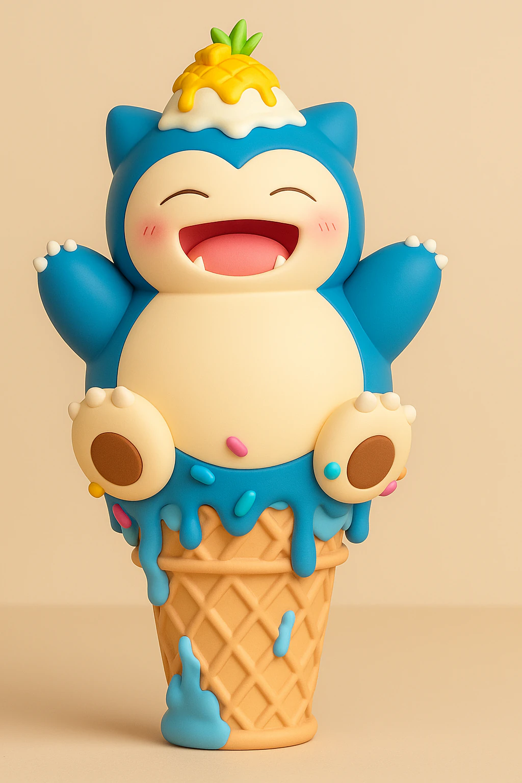 Snorlax Ice Cream Cone Tabletop 3D Print Model .c4d .max .obj .3ds .fbx .stl .blend 