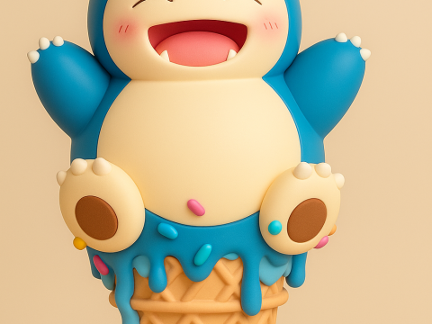 Snorlax Ice Cream Cone Tabletop 3Dプリントモデル
