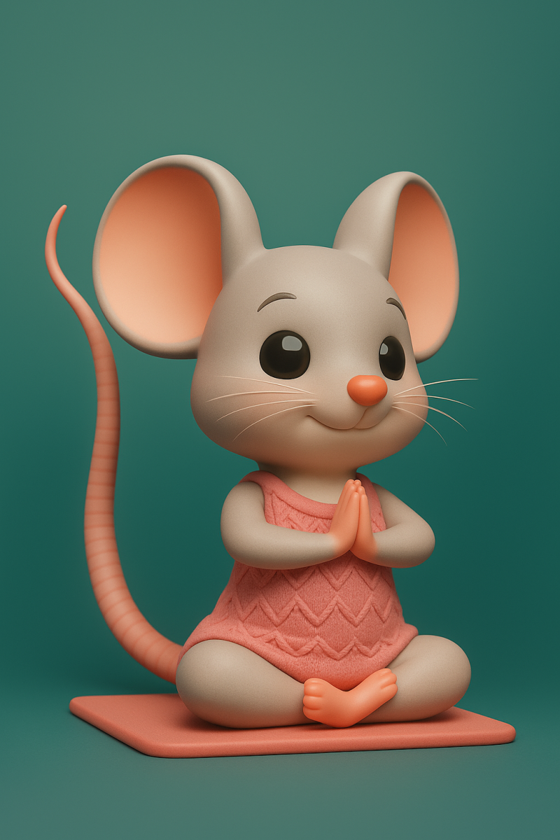 GenZ Mouse in a Yoga Pose Model Cetak 3D .c4d .max .obj .3ds .fbx .stl .blend