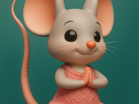 GenZ Mouse in a Yoga Pose 3D 打印模型