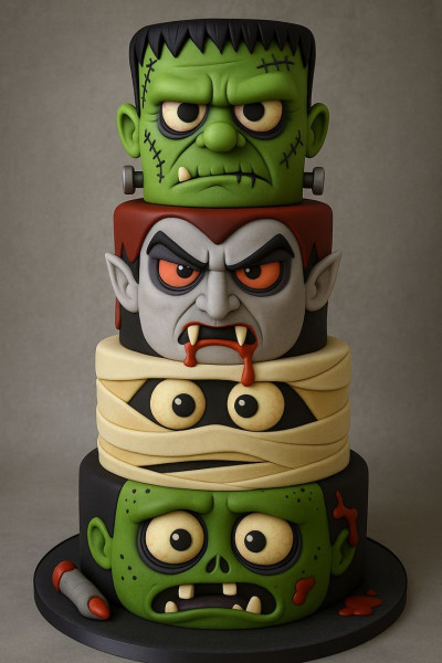 Halloween Monster Cake 3D Принт Модель .c4d .max .obj .3ds .fbx .stl .blend 