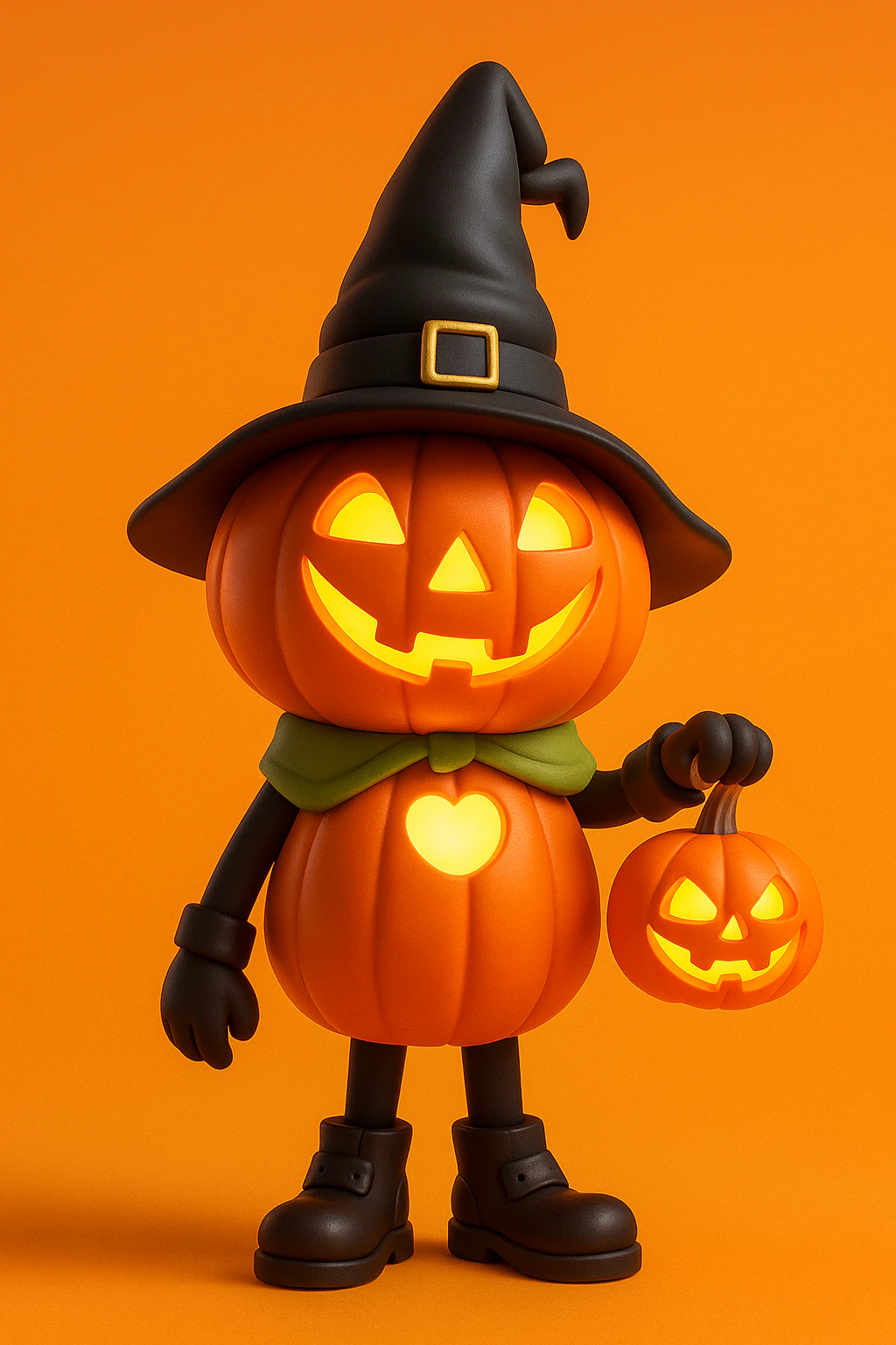 Pumpkin Halloween with Witch Hat 3D Print Model .c4d .max .obj .3ds .fbx .stl .blend 