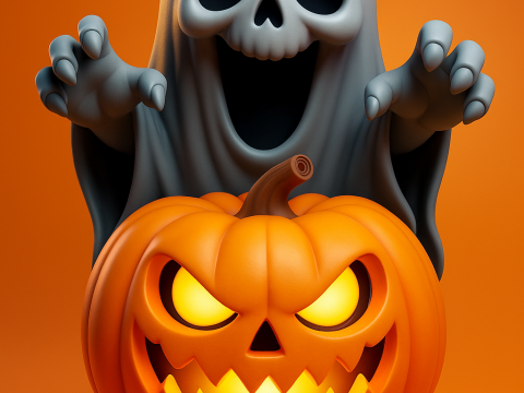 Spooky Ghost and Halloween Model Cetak 3D
