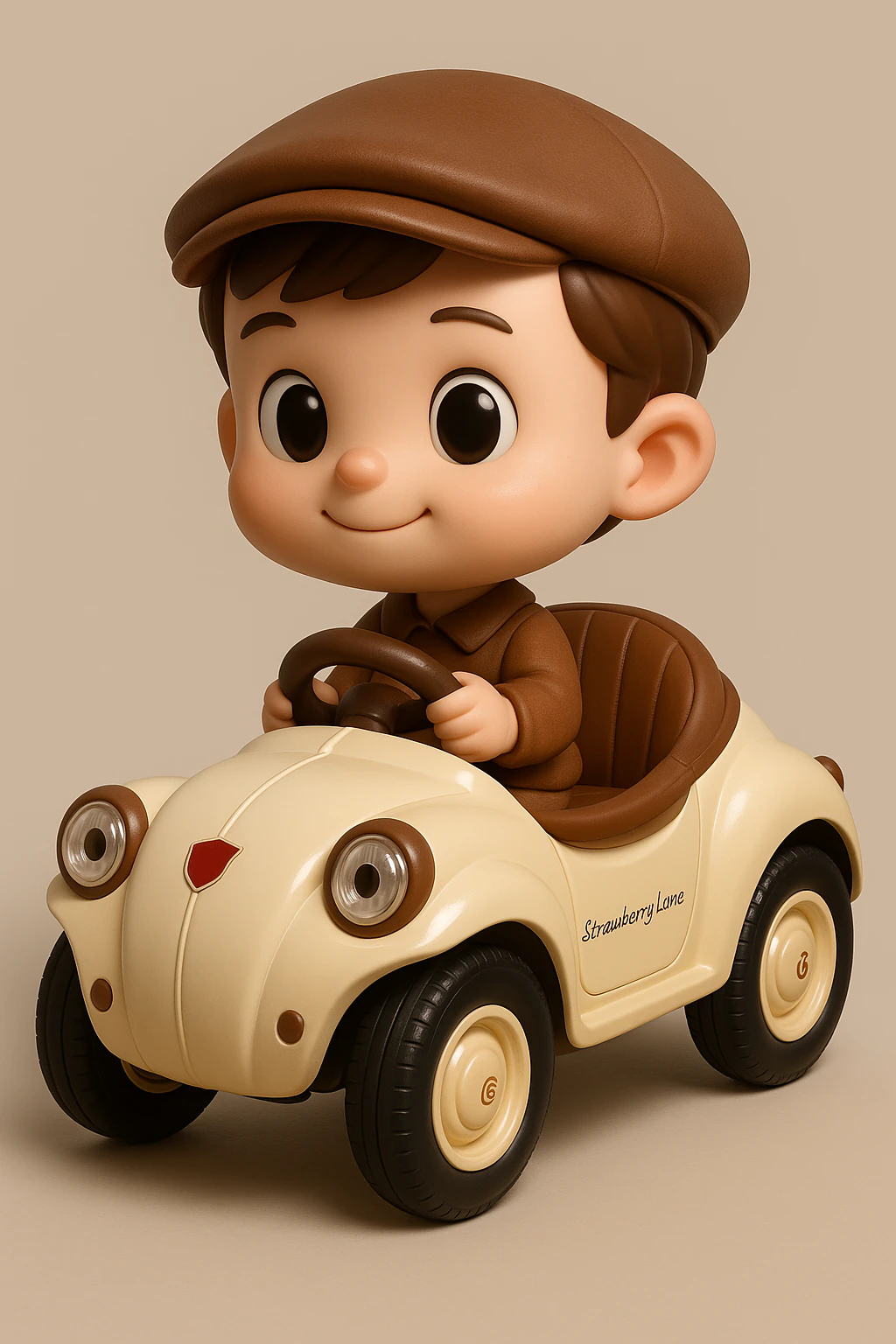 Cute Boy Driving Retro Toy Car 3D Print Model .c4d .max .obj .3ds .fbx .stl .blend 